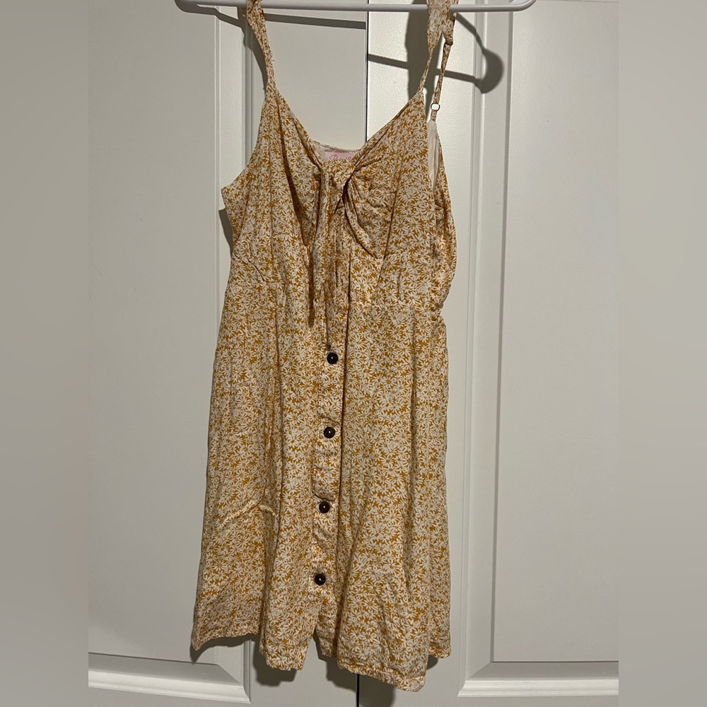Pink Lily dress. Yellow with white flowers.